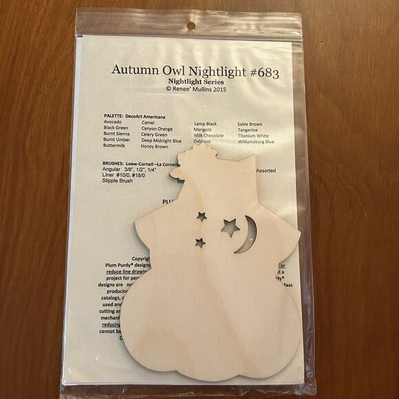 Plum Purdy Designs Autumn Owl Nightlight #683 Pattern/Instructions 2015 - Picture 3 of 3